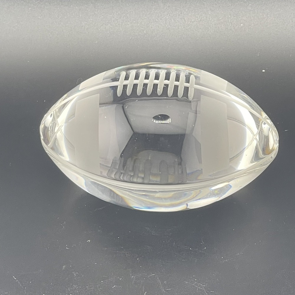 Vintage 1950's Sasaki Lead Crystal Etched‎ Football Paperweight Made In Japan 4"